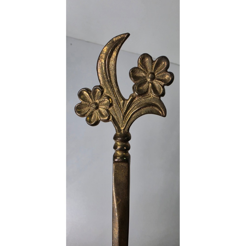 Vintage Brass Letter Opener Floral Design Ornate Flowers Desk Accessory Daisy